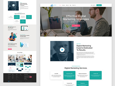 Digital marketing website design. agency branding business clean company content design digital marketing header landing page marketing promotion seo services social media startup ui ux web design website