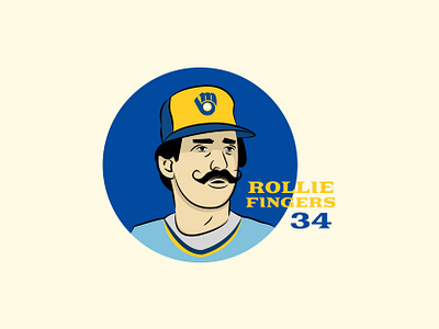 Rollie Fingers illustration baseball brewers hall of famer illustration illustrator major league milwaukee milwaukee brewers milwaukee wisconsin mlb pitcher rollie fingers wisconsin