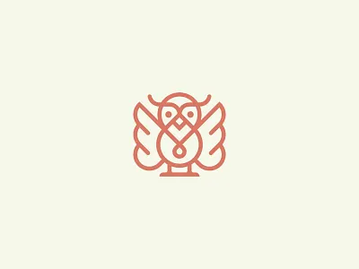 Minimalist Owl Logo abstract bird brand brand and identity branding knowledge line liner logo minimilist monoline nature night owl premade logos smart tech technology trendy wing