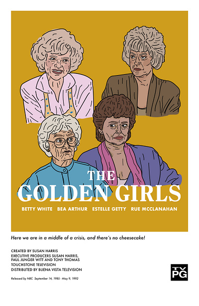 The Golden Girls Poster adobe illustrator branding illustration logo minimal poster the golden girls vector