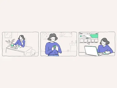 Storyboard ❘ Small Business Owner Journey Map daily entrepreneur female entrepreneur illustration journey latam procreate storyboard tech user journey visual storytelling