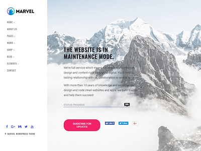 Maintenance Mode Page - Marvel WordPress Theme design illustration layout logo maintenance mode menu navigation plugins responsive site builder template theme vertical vertical navigation web design wordpress wordpress plugins wordpress theme