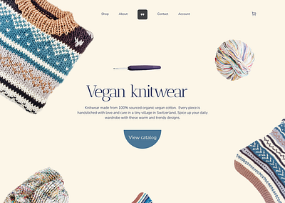 Vegan Knitwear Landing Page clothes concept creative design ecommerce fashion haandmade interface knit knitwear landingpage minimal productpage sweater swiss ui ux vegan warm yarn