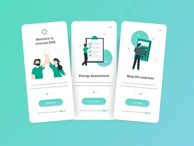 emerald EMS app onboarding series android interface design ios onborading ui ui design user interface design visual design