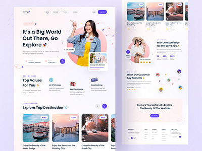 Travigo - Travel Landing Page ✈️ adventure agency booking app destination explore flight app homepage hotel app landing page travel travel agency travel app travel booking travel landing page travelling trip uiux vacation web design website