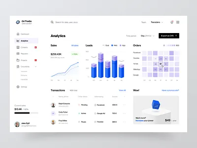 Sales Dashboard | Analytics | Web App admin panel analytics banner blue cards chart dashboard fireart fireart studio graph heatmap layout premium saas sales sidebar software system table web app