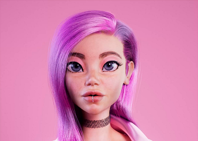 Emma. 3d 3d animation 3d modelling animated character nft pink