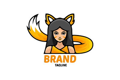 Fox Girl Logo animal body brand branding calm cartoon design exclusive face fox girl illustration logo mascot orange vector woman