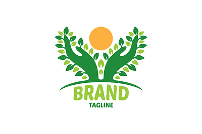 Plant Of Life Logo branding design exclusive green hand hands illustration leaf leaves life logo natural nature plant sun tree vector