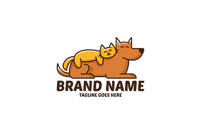 Friendly Pets Logo animal brand branding cartoon cat design dog exclusive friend friendship fun happy illustration logo lying pet vector