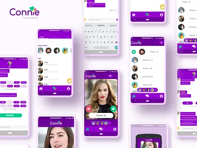 Connie dating app design flat mobile app mobile ui ui ux
