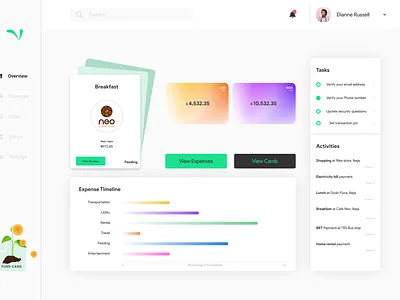 Vee Card - Dashboard dashboard dashboard ui desktop view flat ui ux