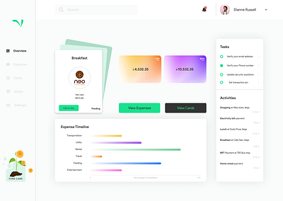 Vee Card - Dashboard dashboard dashboard ui desktop view flat ui ux