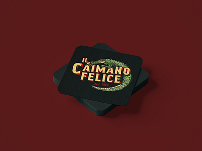 Il Caimano Felice - Coaster beer design graphic design illustration logo mockup retro vintage