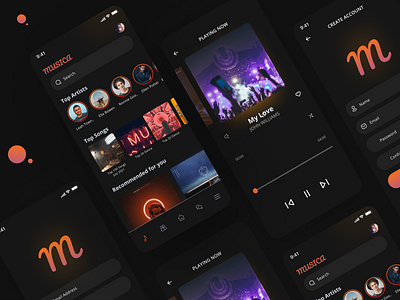 Music App UI album app design app ui design branding design graphic design illustration logo music app shop songs playlist ui ui design ux vector