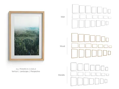 FRAME MOCKUPS BUNDLE bundle frame landscape matte metallic mockup photo picture portrait wood wooden