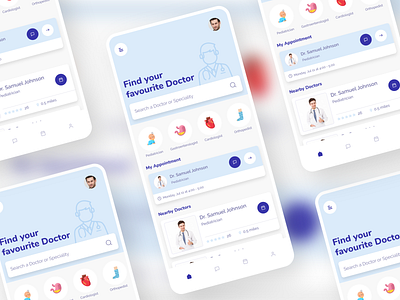 Medical App UI Concept Design in Adobe XD adobe xd adobexd doctor app ui healthcare app ui madewithadobexd medical app ui ui ui design video tutorial