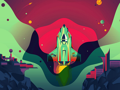 Trust The Process city computer dell future illustration illustrator rocket space the creative pain vector