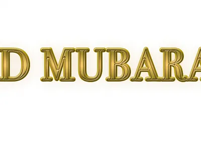 Eid mubarak gold text typography