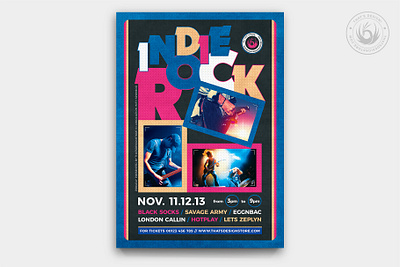 Indie Rock Flyer Template V13 band blues concert design fest festival flyer gig indie jazz live music musician party photoshop poster print psd rock template