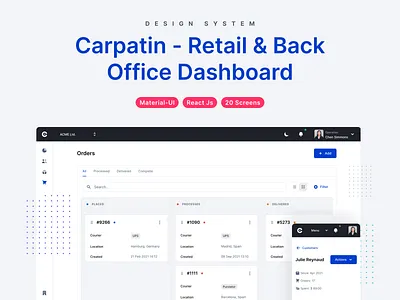 Carpatin - Admin Dashboard Design System admin ui back office customer customers dashboard design system devias ecommerce order orders product products react reactjs retail user users