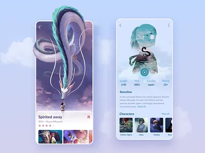 Spirited Away anime app design figma inspiration mobile movie photoshop ui uiux ux