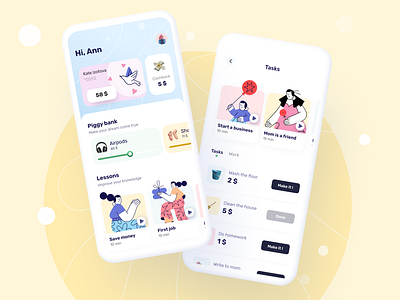 Bank for children ⭐ app bank design illustration kids ui ux