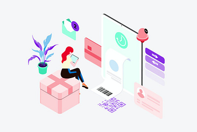 Notification Features on Digital Wallet Isometric 3d animation 3d art 3d illustration app card credit design discount illustration information isometric mail money network page people security tablet transaction transfer