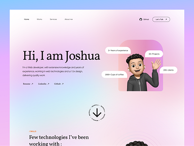 Joshua | Freelancer Portfolio design figma freelancer portfolio ui website