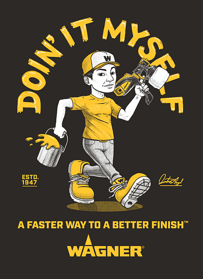 Doin' It Myself - Male digital painting illustration paint photoshop t shirt design