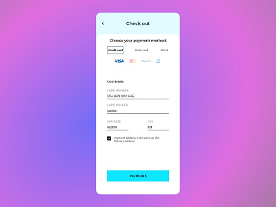 Payment method app branding daily ui design ui xd