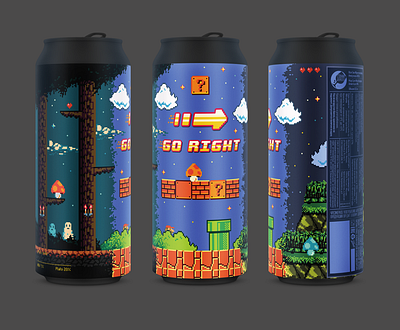 Go Right IPA alcohol beer can castlevania contra design game illustration label mario nes package pixel pixelart