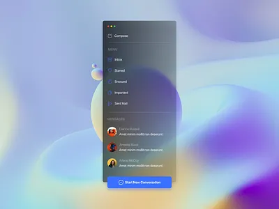 Gmail Sidebar Concept Design - Glass dark figma glass glassmorphisim google ui ui design
