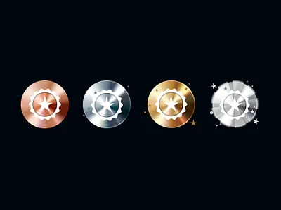 Reward tier badges — Bronze, Silver, Gold and Platinum / Diamon badge badges bronze diamond gold graphic design illustrator merit platinum recognition reward program rewards silver tier