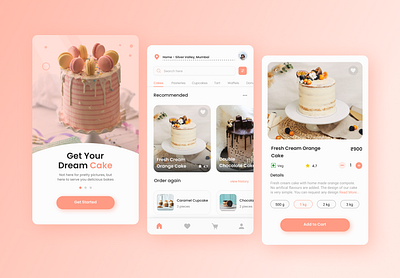 Cake App - UI Mobile app bakery cake cake shop dessert mobile ui ui design