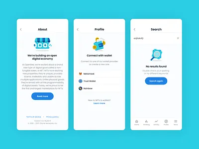 OpenSea | iOS App & Illustrations flat design illustration marketplace mobile app