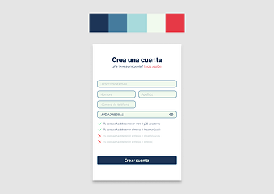 UI Challenge Nº1: Sign Up Page color paletter sign up ui web desing