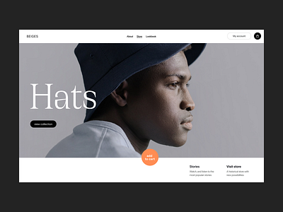 Hats collection branding design fashion header minimal shop typography ui ux web webshop