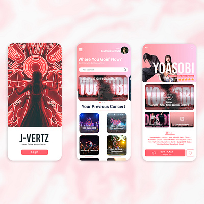 J-Vertz: Japan Online Music Concert app art branding concert design graphic design mobileapp online ticket ui uidesigner uiux ux