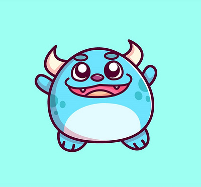 Cute Round Monster cartoon monster cute cartoon monster cute monster cute monster illustration round monster illustration