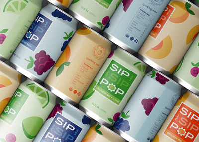 Sip Sip Pop Can Packaging beer label beverage branding can design food and bev fruit graphic design label packaging pop seltzer soda sparkling water