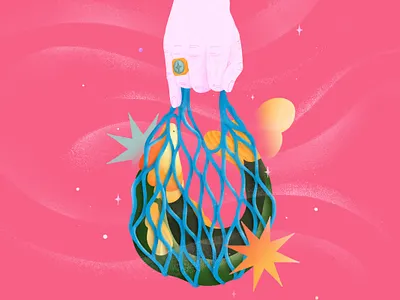 Fish bag bag fashion fish fish market hand illustration jewelry ring