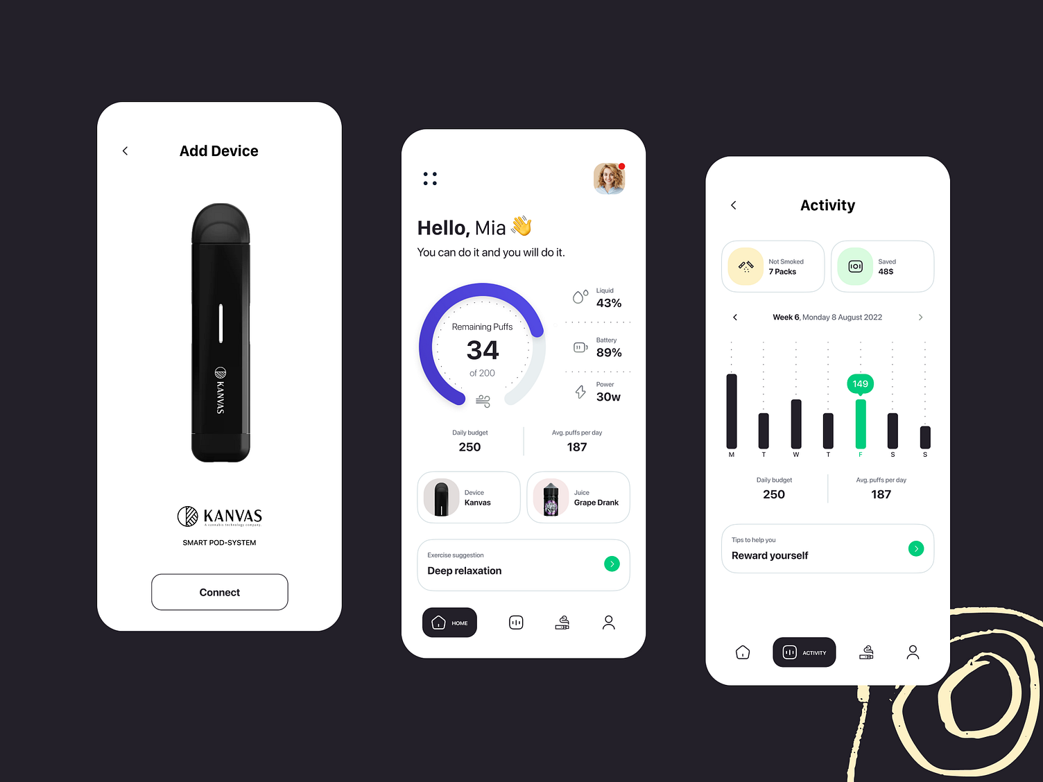 Smart Smoking Quit Tracker App by Shahram Shahbazi on Dribbble