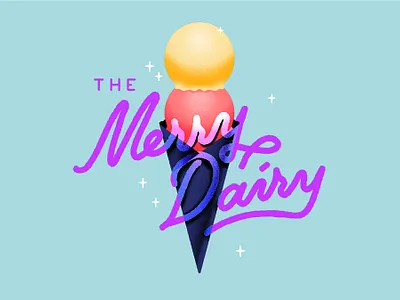 The Merry Dairy cute dessert handlettering ice cream lettering logo script sorbet typography