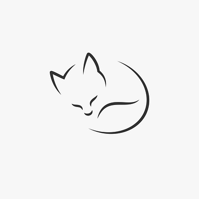 Minimalist Cat Logo Design animal cat cute fox golden ratio lineart minimalist pet simple sleep sleeping
