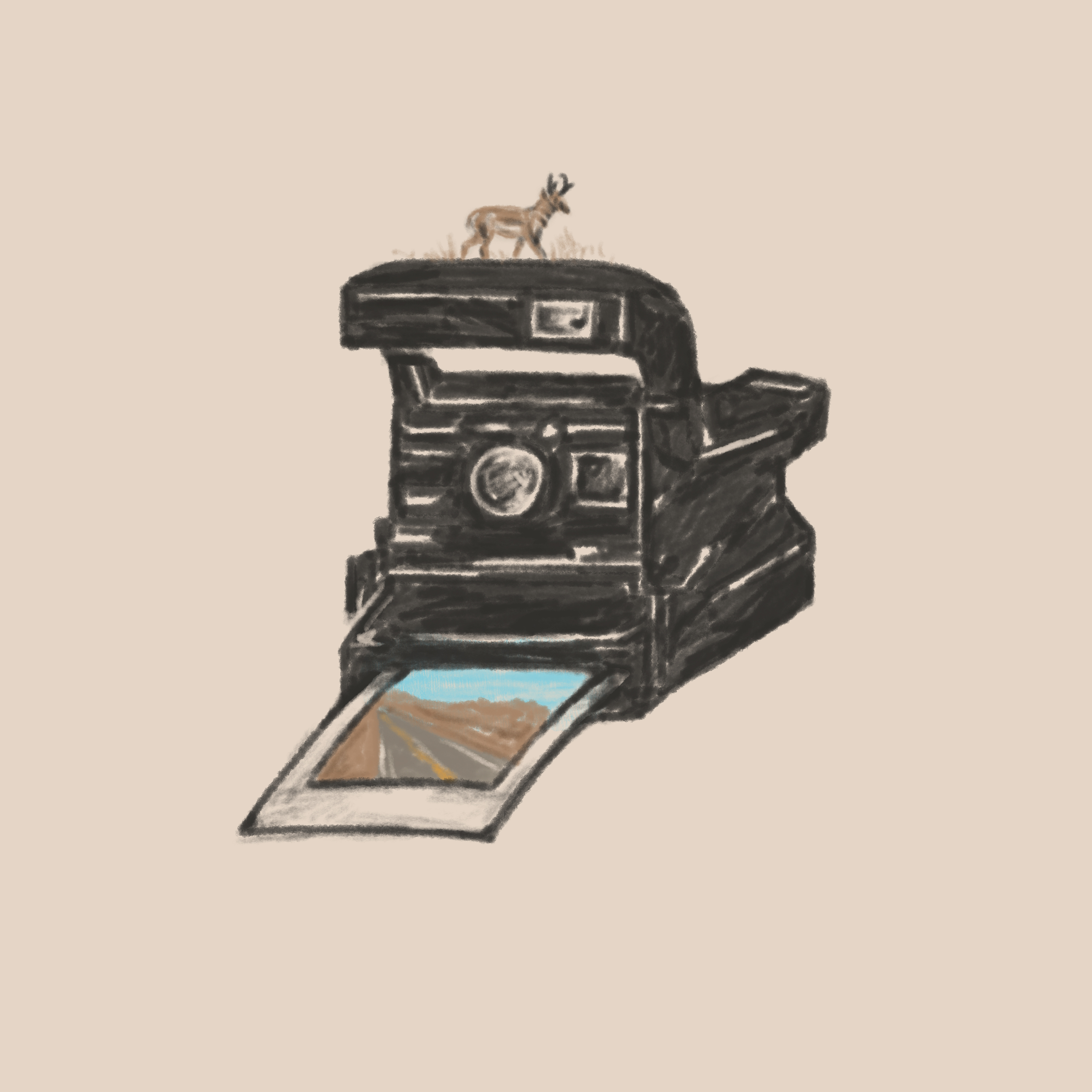 Badlands Polaroid badlands camera design drawing great plains hand drawn illustration instagram instagram reel joe horacek little mountain print shoppe on the road photography polaroid procreate sketch travel