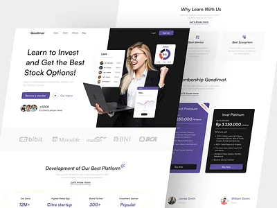 Goodinvst - Investment Course Landing Page card course finance fintech funding growth investing investment investment app investor landing page learning online learning platform pricing teaching trade tutor web webdesign