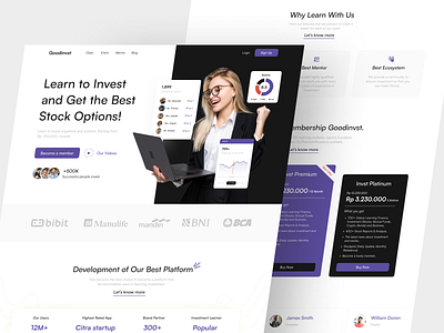 Goodinvst - Investment Course Landing Page card course finance fintech funding growth investing investment investment app investor landing page learning online learning platform pricing teaching trade tutor web webdesign