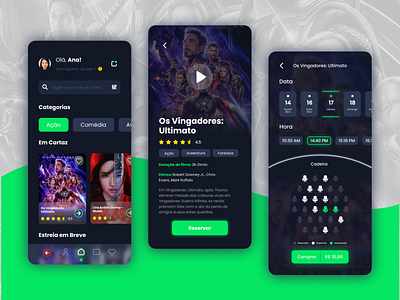 Cinema - Aplicativo para compra de ingressos online app graphic design illustration interface ui user experience ux vector