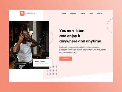 Podcasting Website UI adobe xd creative design landing page music podcast ui ux design ui ux designer uidesign website ui